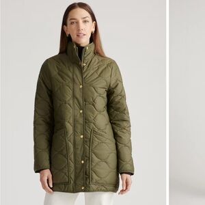 Quince Featherless Quilted Long Puffer Jacket Olive